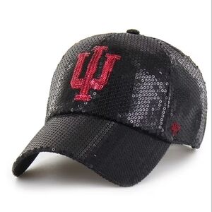 47 Indiana Hoosiers Black Dazzle Logo Clean Up Womens Adjustable Hat